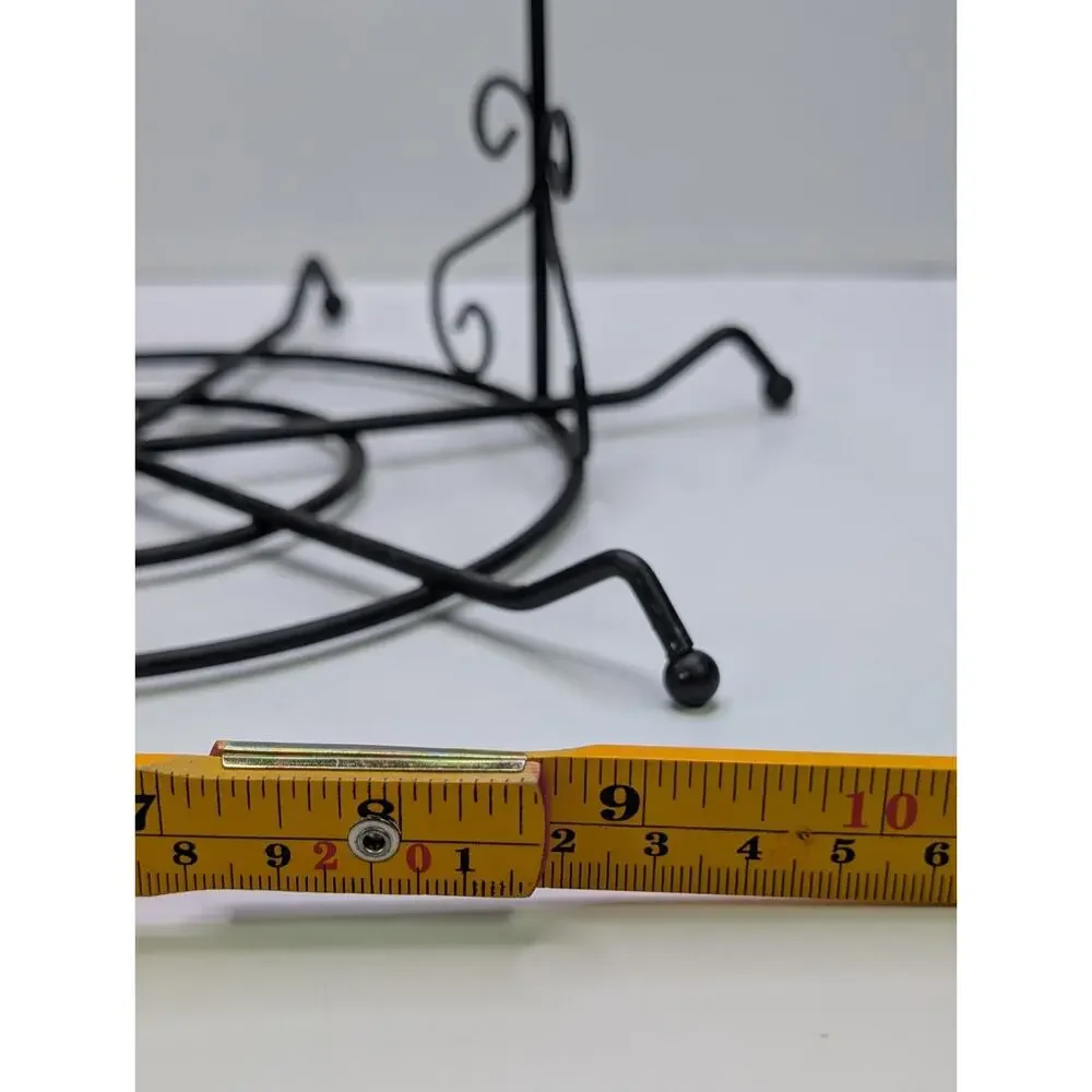 Black Metal 2 Tier Serving Stand Bowl Plate Holder Scrollwork Tabletop Rack